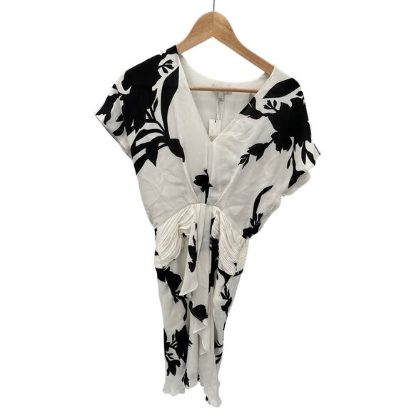 JOIE NWT Black & White Floral 100% Silk Ashleena Dress // 2 - Picture 1 of 10